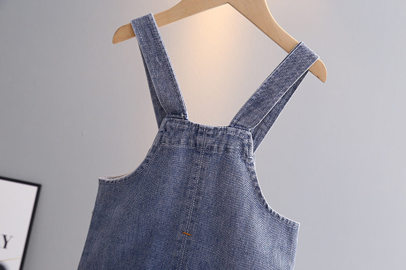 Children's T-shirt Shoulder Strap Jeans Two-piece Set