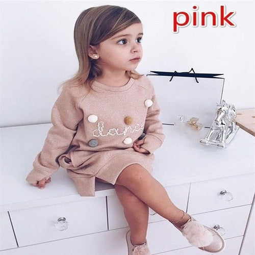 Casual Kids Baby Girls Autumn Cotton Dress Cute