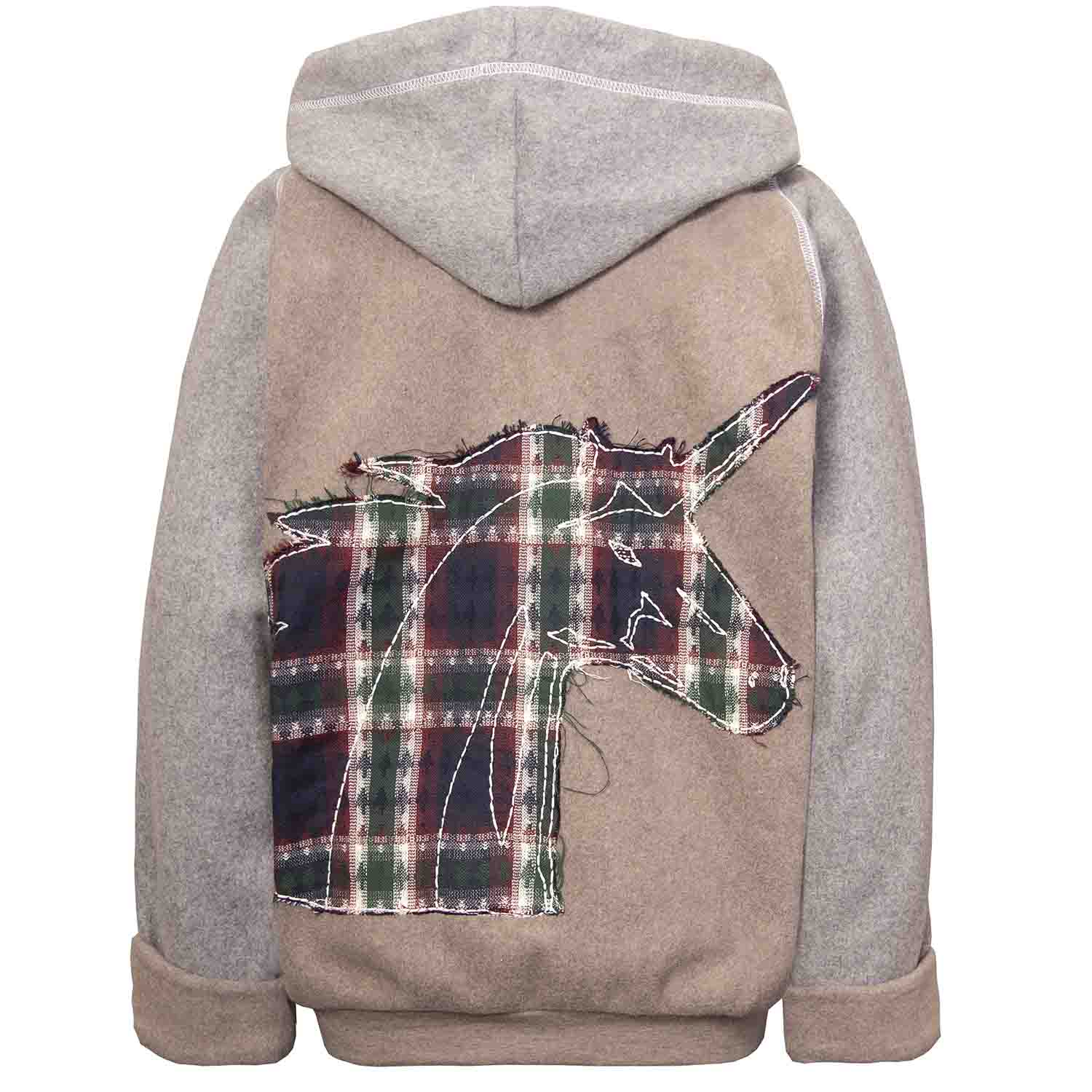 Beige Fleece Hoodie for Kids with Unicorn Applique-0